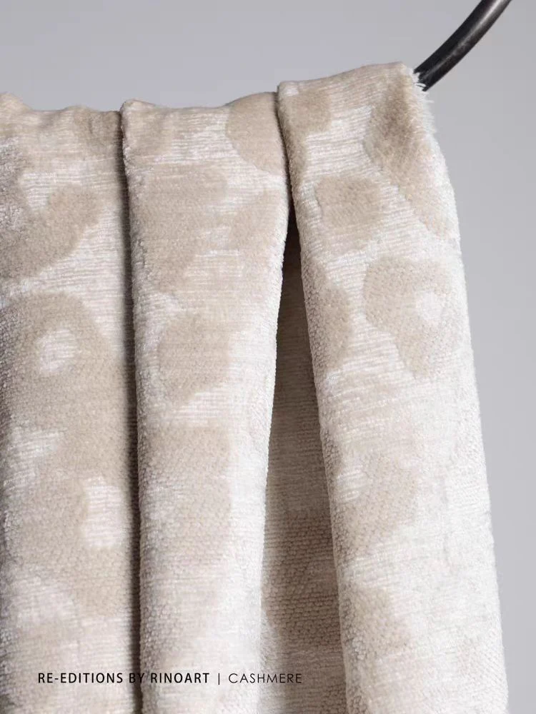 FA016 - Curtain Water Ripple Cashmere Series Silver Grey Solid Dark Lines High Drape Bedroom Blackout Living Room Floor-to-Ceiling Curtains
