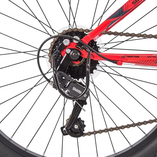 Hardtail Mountain Bike, Stone Mountain 24-26 inch 21-Speed, Lightweight, Gloss Red (74808)