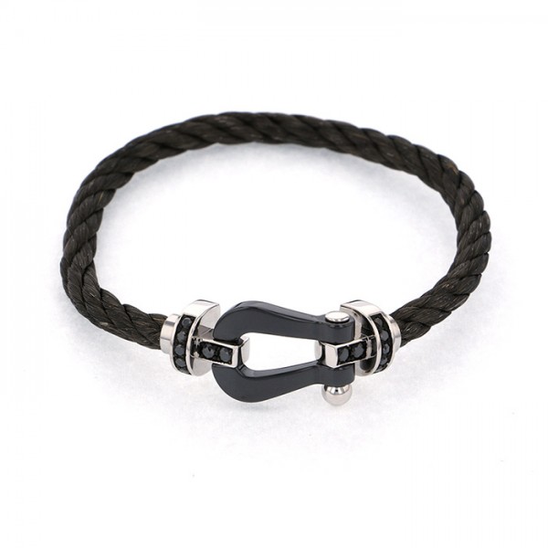 FRED Force 10 Bracelet 18K White Gold & Ceramic Diamond