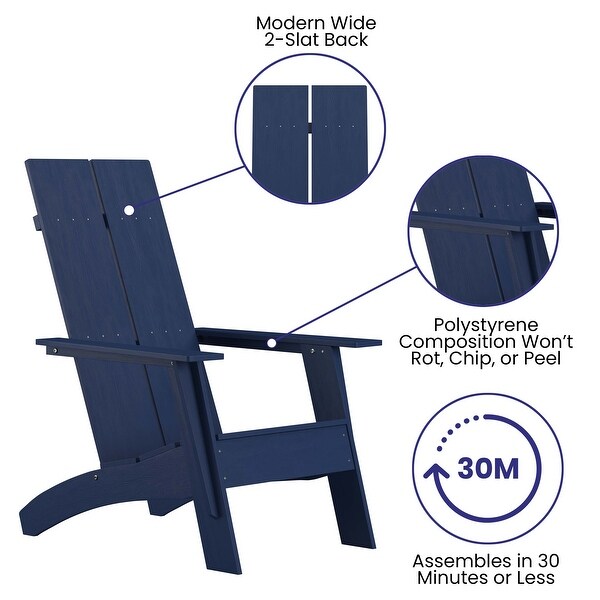 Modern Dual Slat Back Adirondack Style Chairs (Set of 2)