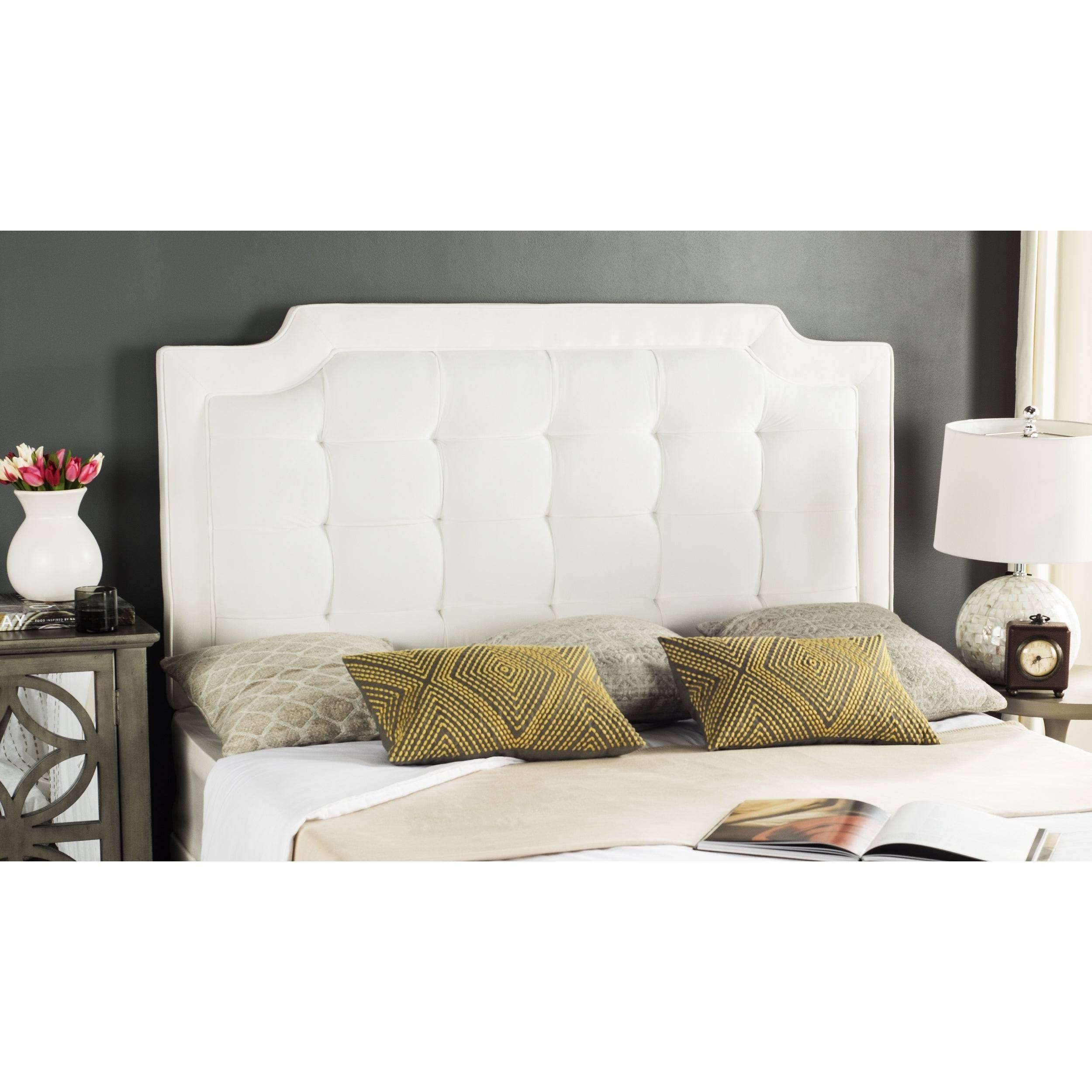 Safavieh Sapphire Tufted Velvet Headboard - White - Full