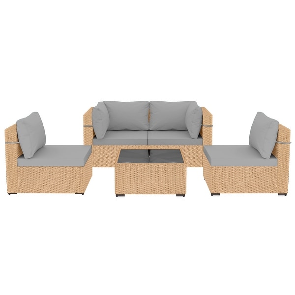 UPHA 5Piece Patio Furniture Wicker Sofa Set with Cushions