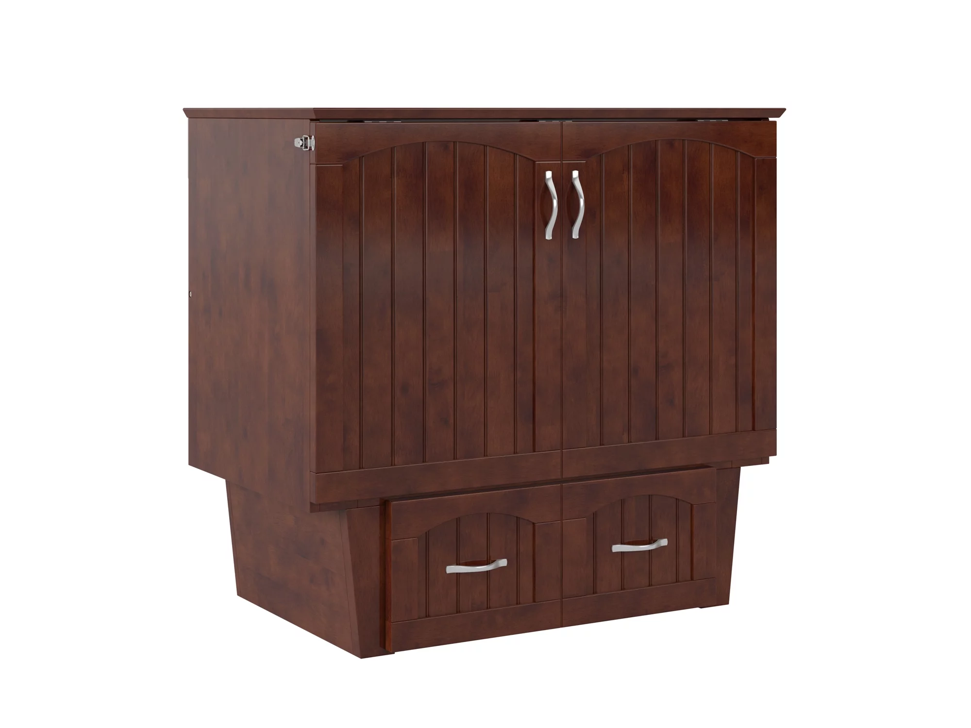 AFI Sydney Twin Solid Wood Murphy Bed Chest with Mattress, Drawer & Charger, Walnut