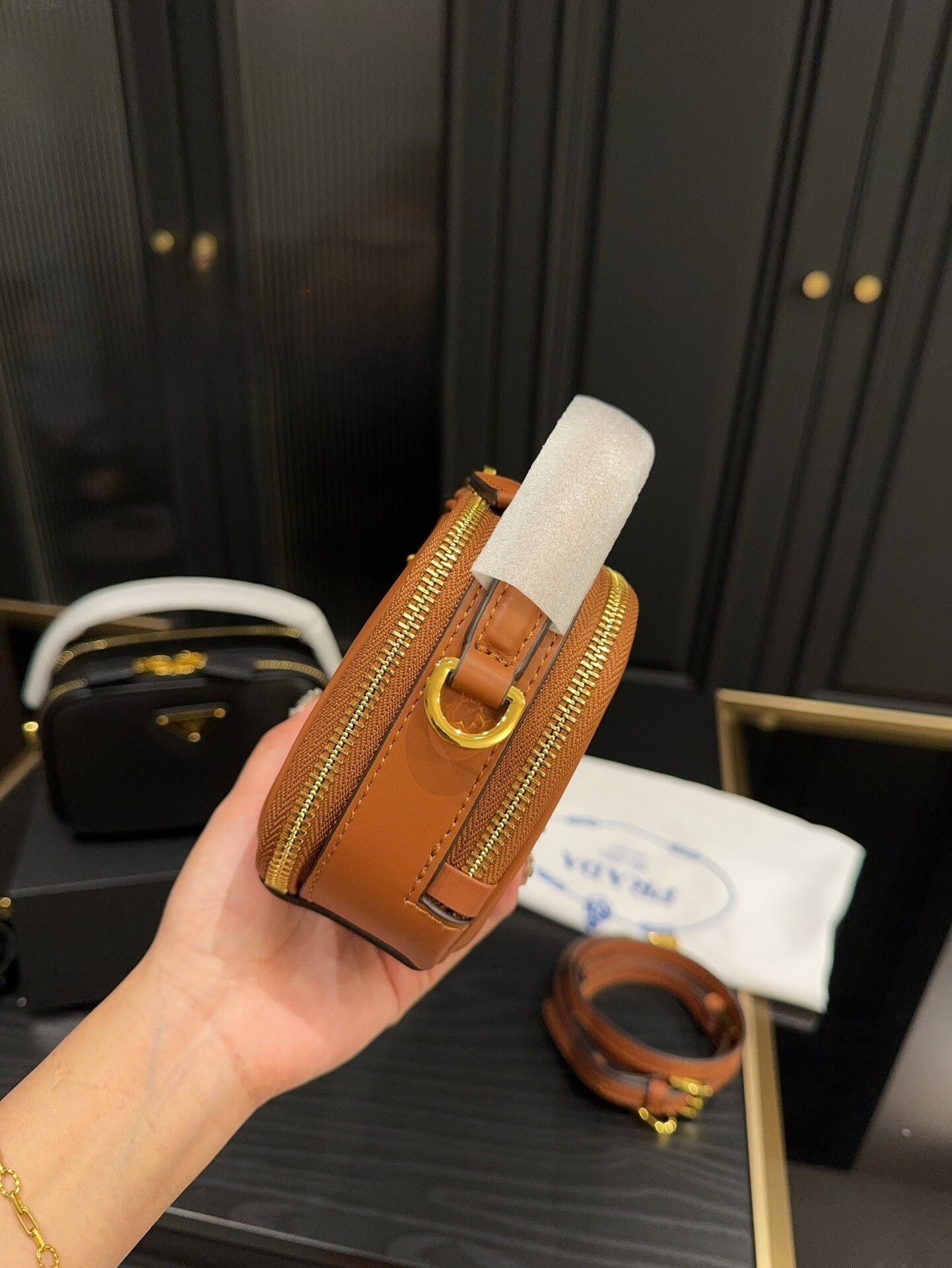 Prada Odette Leather Mini Bag Brown 18Cm