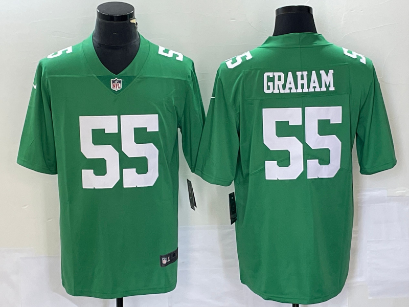 Men's Philadelphia Eagles Brandon Graham #55 Green Game Jersey
