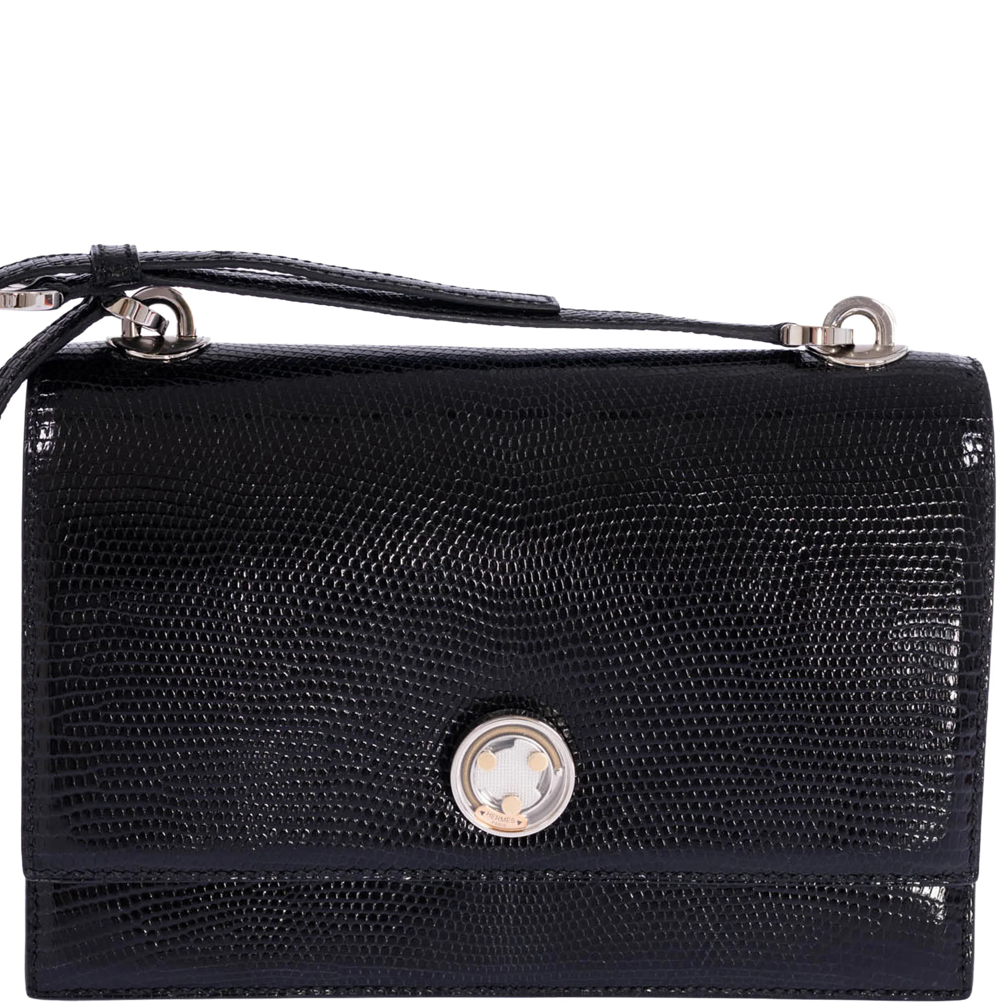 Hermès Minuit au Faubourg 20 Noir Lizard Palladium Hardware