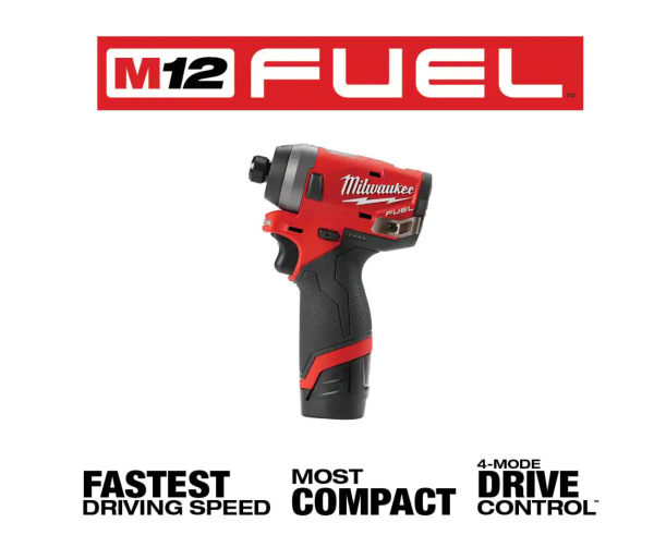 2553-22-2460-20 M12  12V Lithium-Ion Brushless Cordless 1/4 in. Hex Impact Driver Kit W/ M12 Rotary Tool