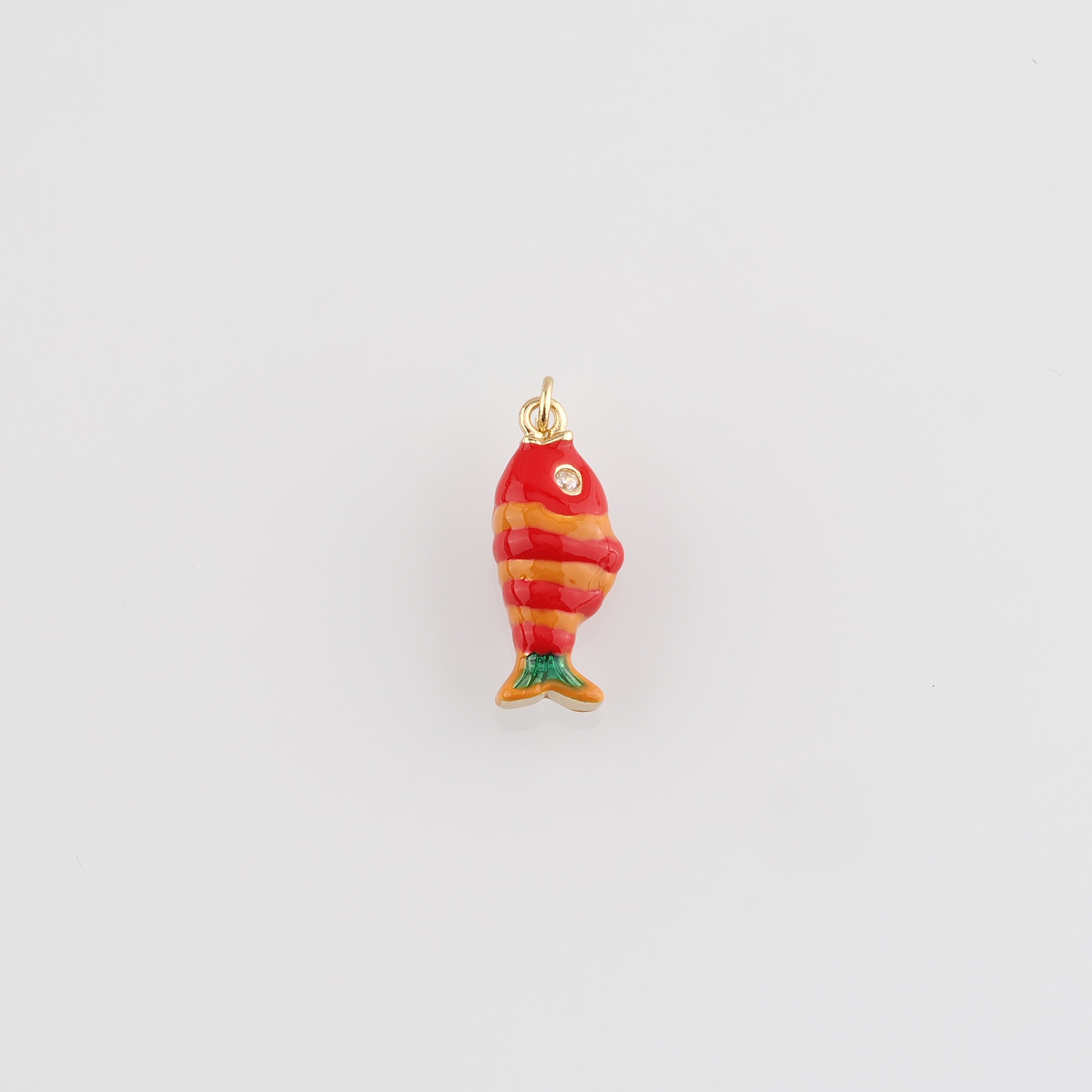 18K Gold Filled Fish Pendant,Enamel Fish Charm Earrings Necklace for DIY Jewelry Making Supply