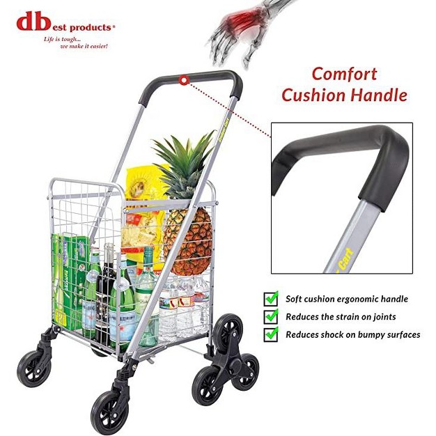 Stair Climber Cruiser Cart Shopping Grocery Rolling Folding Laundry Basket On Wheels Foldable Utility Trolley Compact Lightweight Collapsible