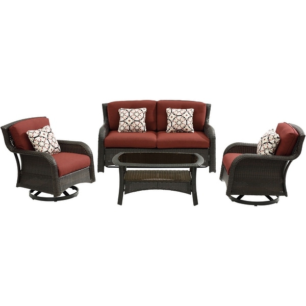 Hanover Strathmere 4Piece Lounge Set in Crimson Red