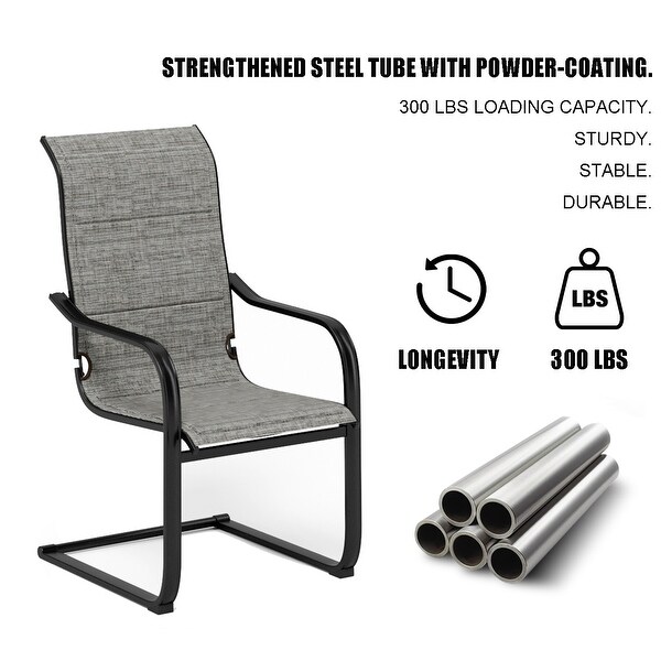 7Piece Patio Dining Set,6 Highback Textilene Cspring Chairs and 1Metal Table