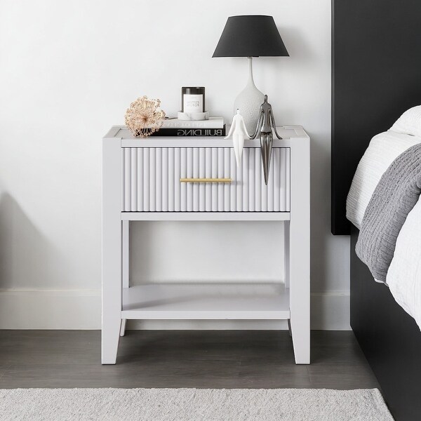 20.6 in. 1Drawer Nightstand with Vertical Striped Drawers Made of Premium Particleboard for Bedroom,Living Room