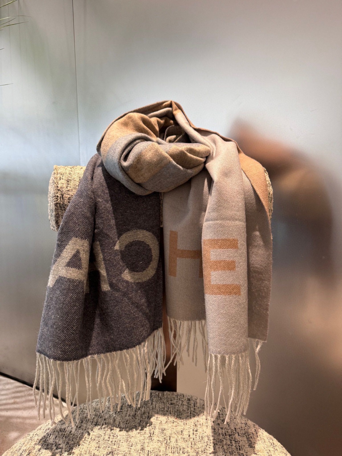 Chanel Scarf Color-Block Logo Jacquard Shawl 100% Cashmere 70*200cm Accessories - cnluxepick