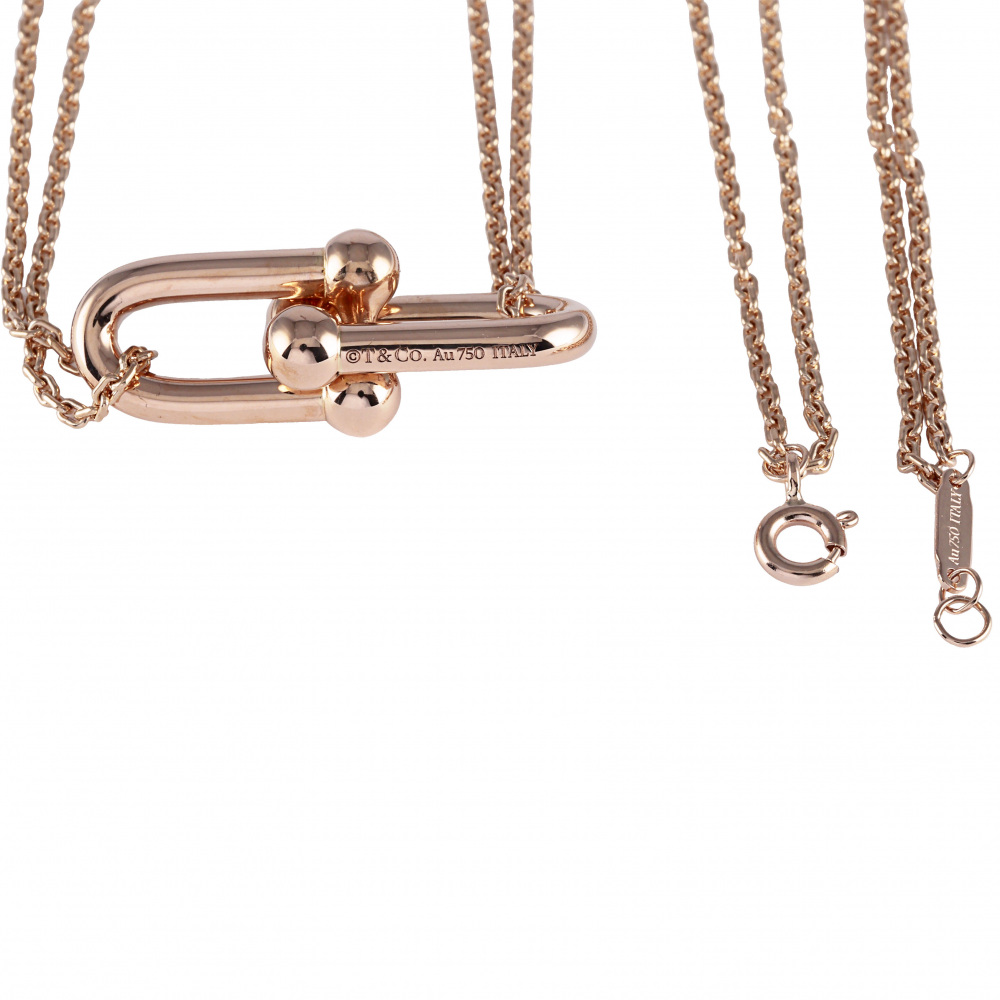 Tiffany & Co. Hardware Double Link Necklace 18K Rose Gold 63982326