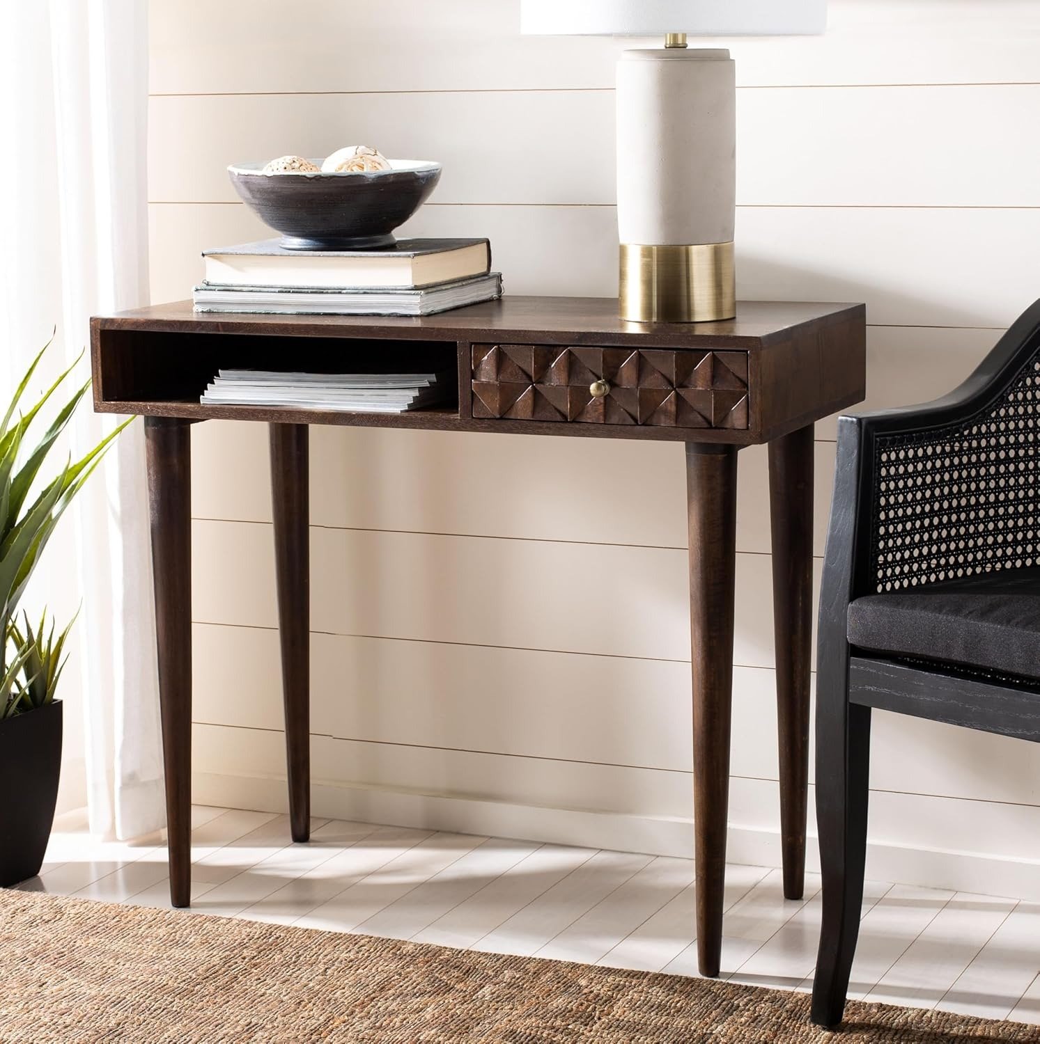 Home Office Modern Walnut Brown 1-drawer Desk