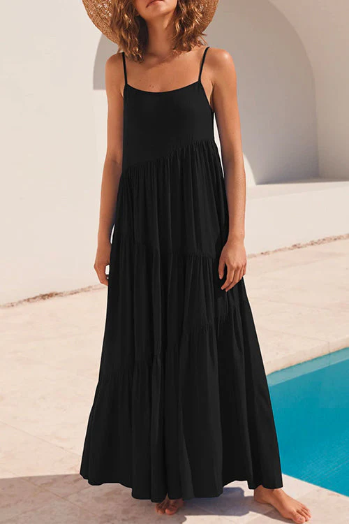 Tiered Maxi Dress with Adjustable StrapsClistos