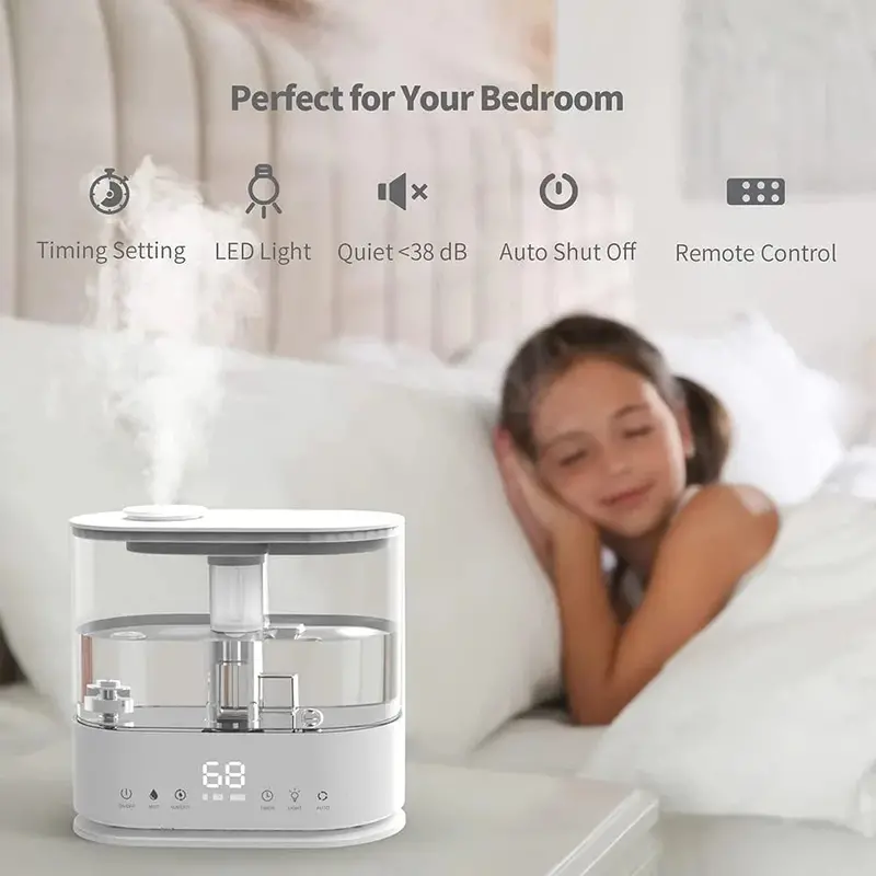 Top-Fill Bedroom Humidifier — 4L Capacity, Quiet Operation, Easy-Access Refill Design