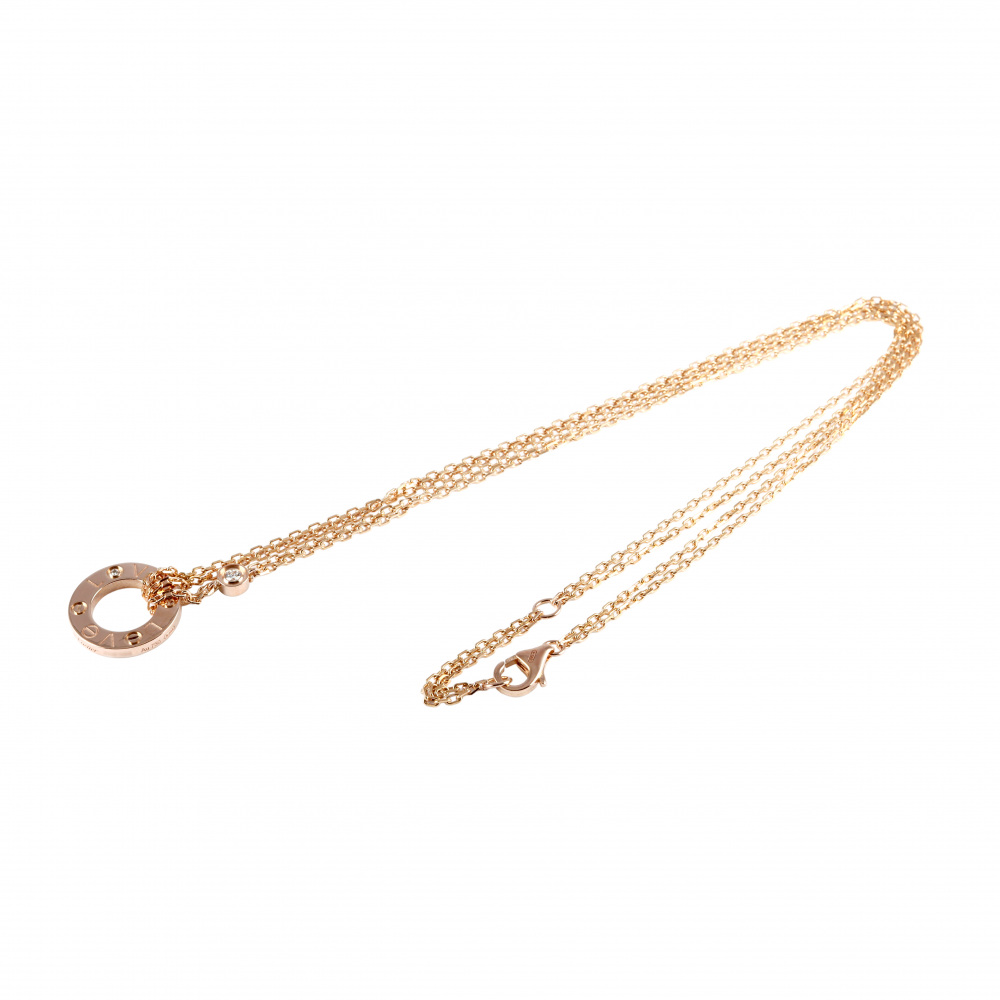 Cartier Love 2P Diamond Necklace 18K Rose Gold B7224509