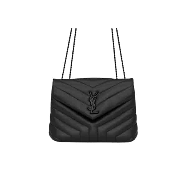 Saint Laurent Loulou Small Chain Bag In Matelasse Y Black Noir 23Cm