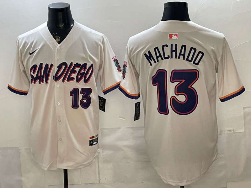 Men's San Diego Padres Manny Machado #13 Cream Limited Player Jersey
