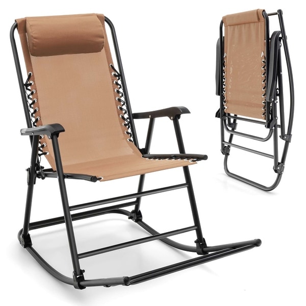 Patio Rocking Chair Recliner Portable Zero Gravity Chair with Headrest