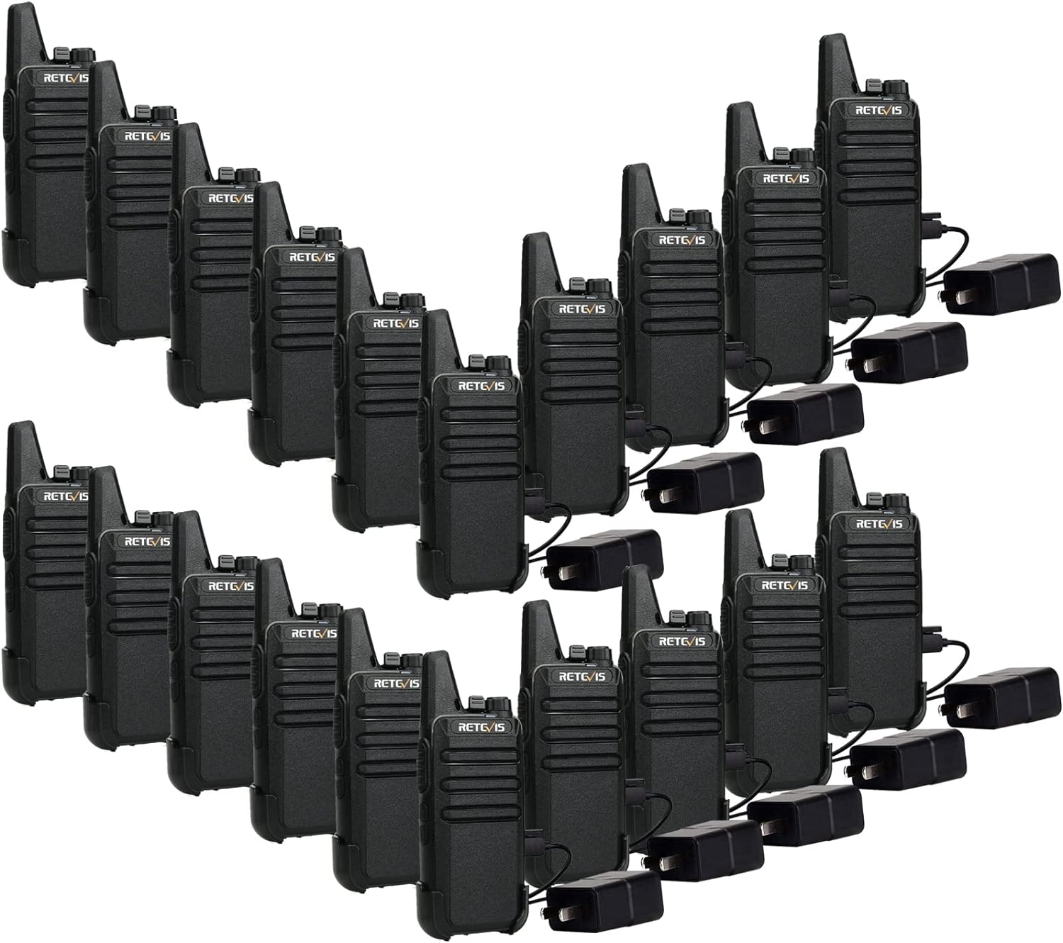 Talkies Mini, Rechargeable Two Way Radio Long Range, 2 Way Radio Small, Portable VOX, for Business Commercial Work School Church Restaurant (20 Pack,Black)