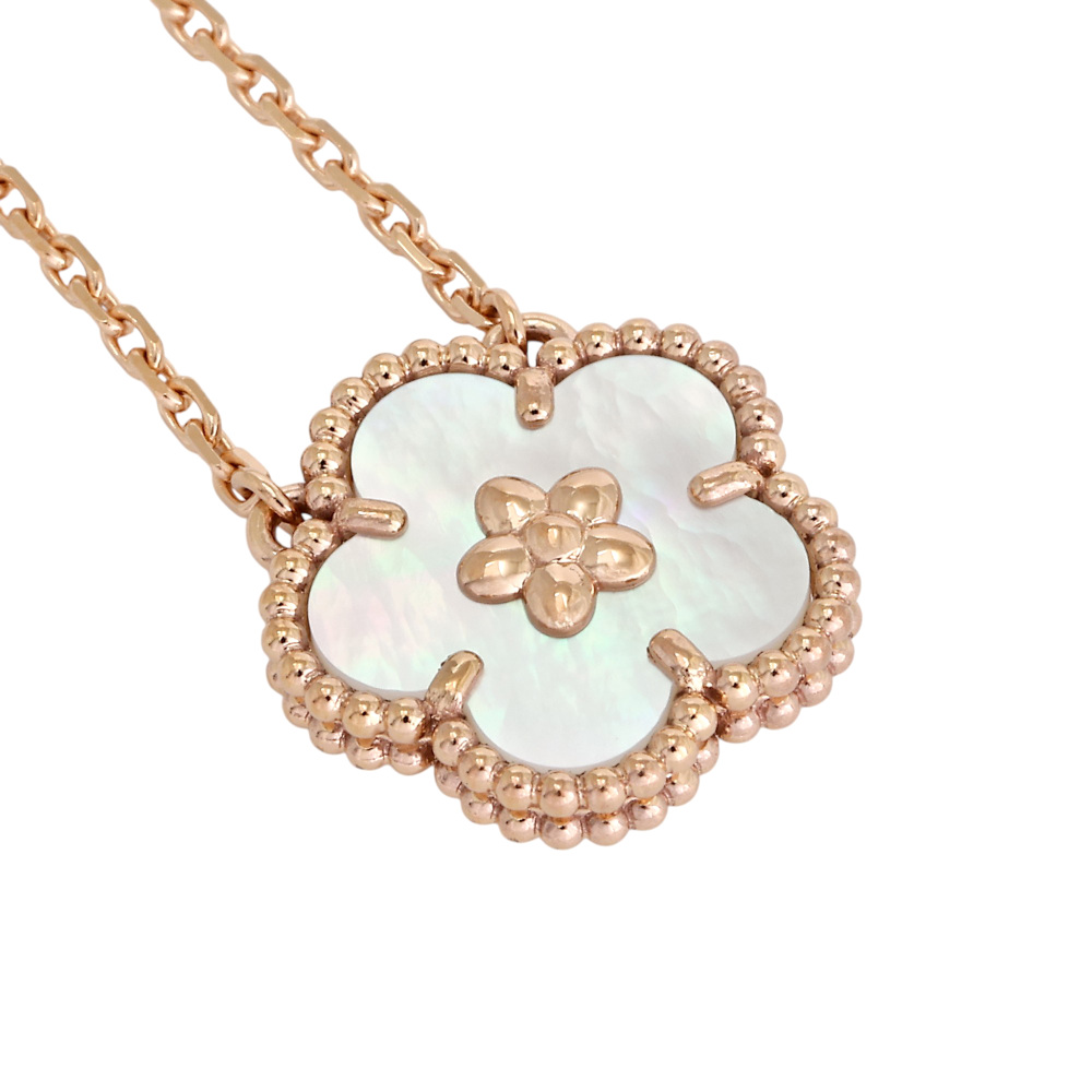 Van Cleef & Arpels Lucky Spring Plum Blossom Necklace 18K Rose Gold Mother of Pearl VCARP9X100