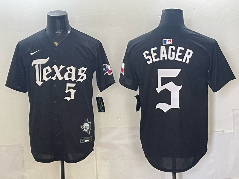 Men's Texas Rangers Corey Seager #5 Black Player Jersey