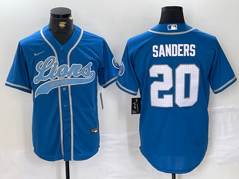Men's Detroit Lions Barry Sanders #20 Blue Game Player Jersey