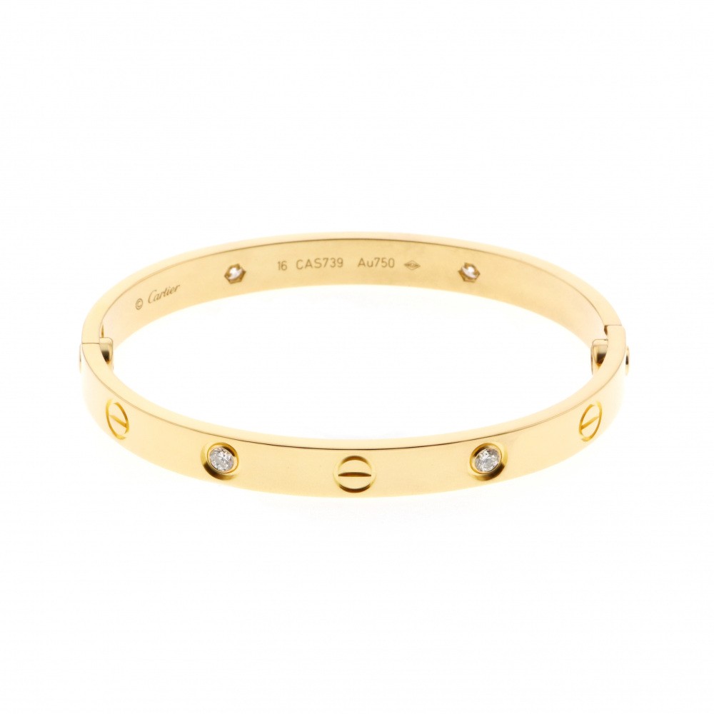 Cartier Love Half D Bracelet 18K Yellow Gold Diamond