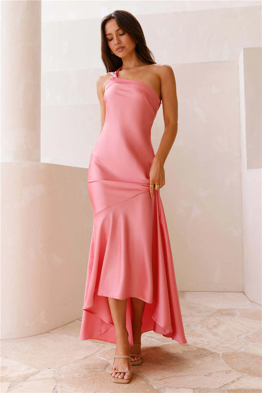 One Shoulder Fishtail Midi DressClistos