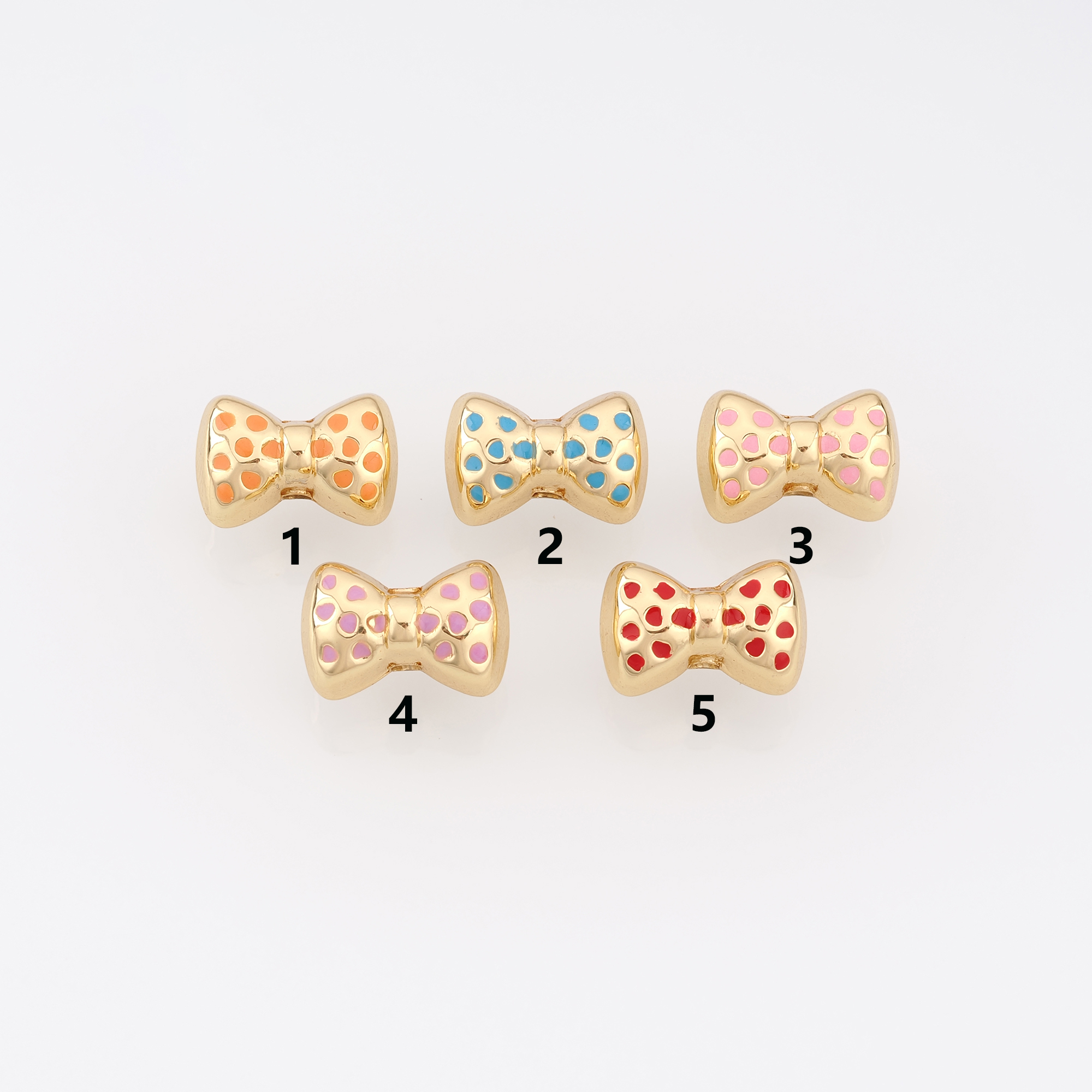 18K Gold Filled Bow Spacer Bead,Enamel Bow Beads,DIY Jewelry Making Supply