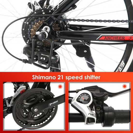 Electric Bike 250W/500W Ebike 26” Electric Bicycle, 20MPH Adults Electric Mountain Bike with Removable 8/12.5ah Battery, Professional 21 Speed Gears