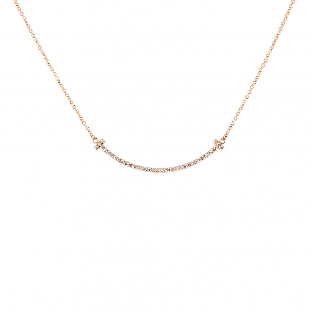 Tiffany & Co. Tiffany T Smile Necklace 18K Rose Gold Diamond 63058815