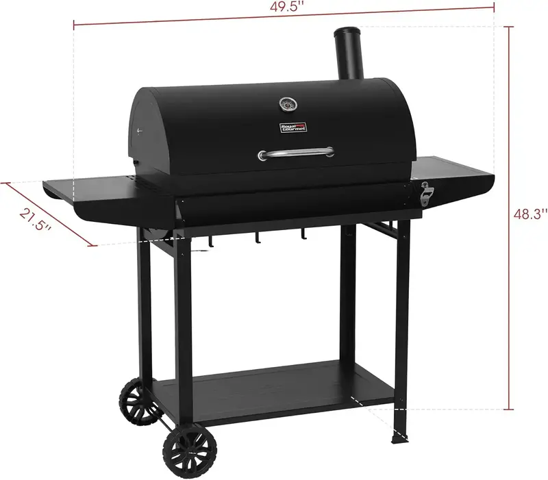 Royal Gourmet CC1830T 30-Inch Charcoal Barrel Grill – Warming Rack, Front Basket, Rust-Resistant