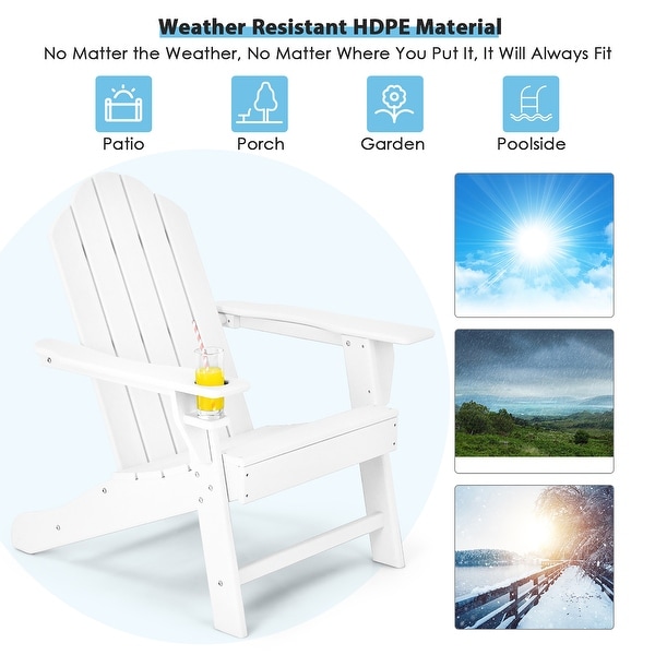 Costway Patio Adirondack Chair Weather Resistant Garden Deck W/Cup