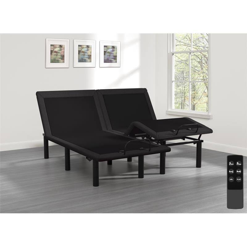 Pemberly Row Metal Twin XL Wireless Adjustable Bed Base in Dark Gray/Black - PR-4753-2111504