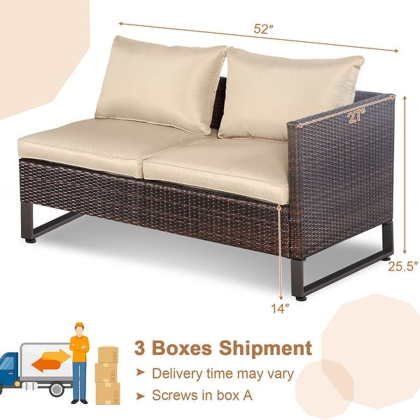 Costway 2PCS Patio Conversation Set Sectional Sofa Furniture Cushioned