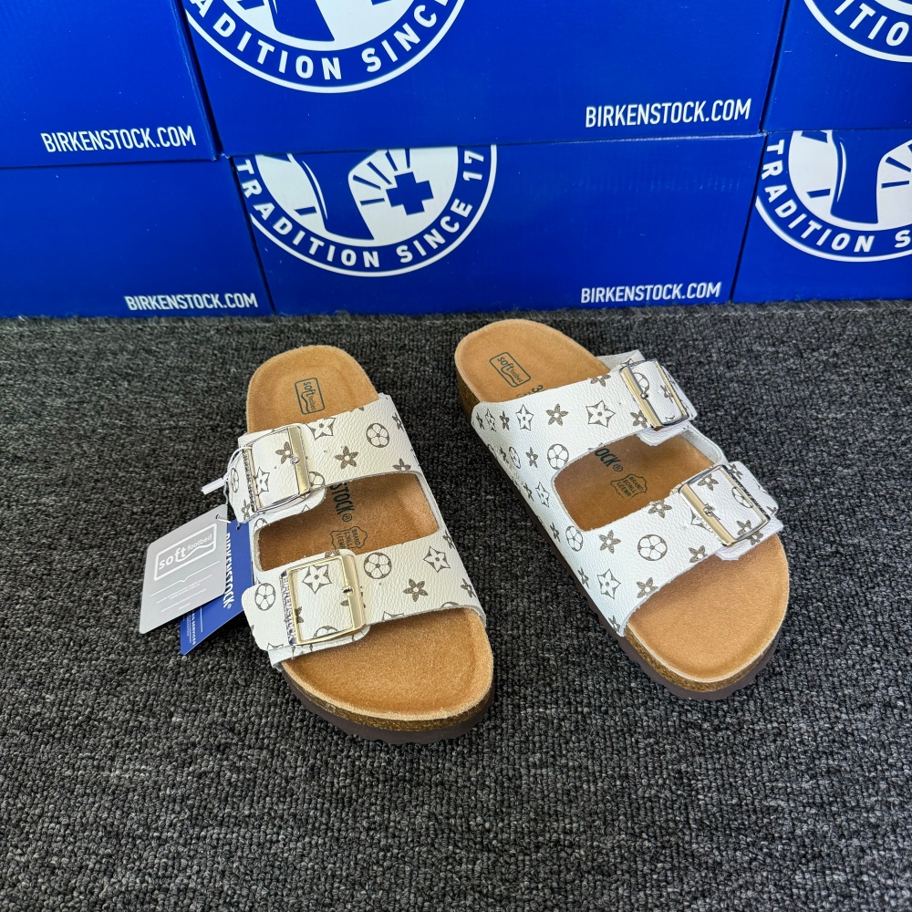 Birkenstock Arizona Louis Vuitton Monogram Print Sandals