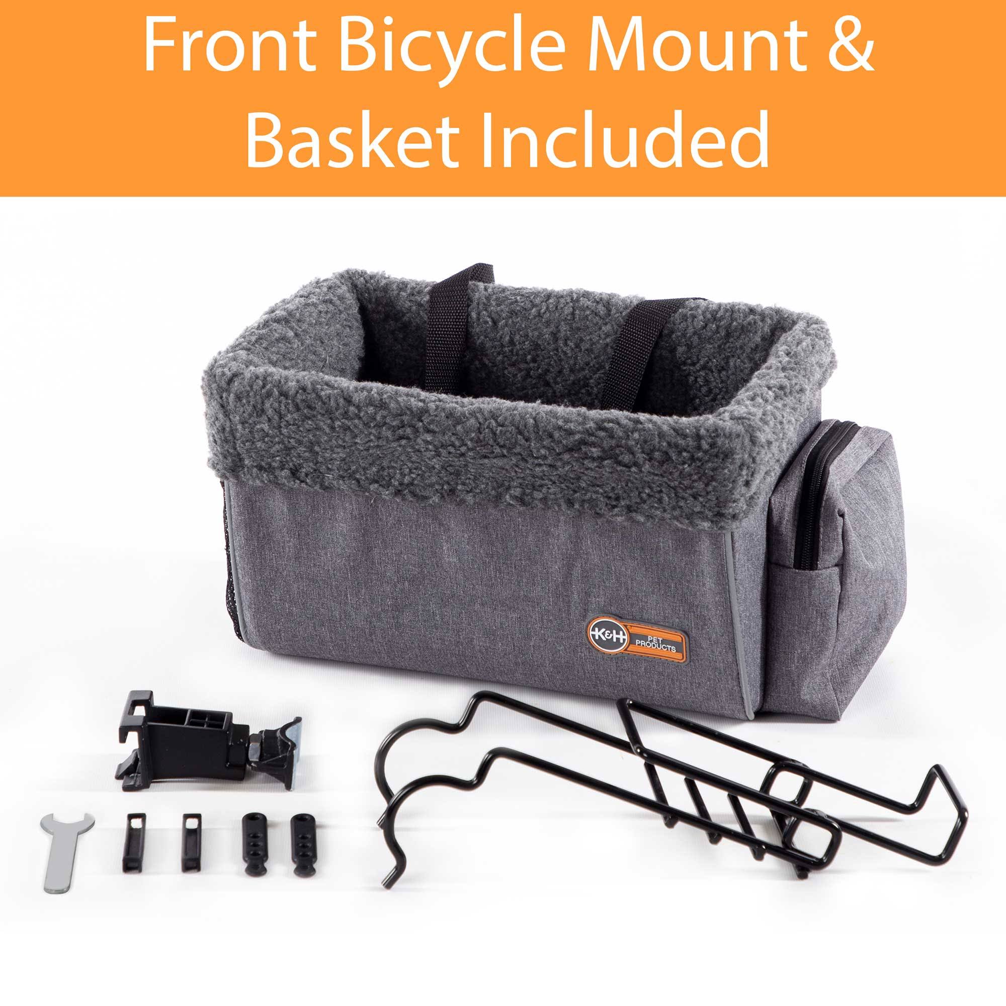 Ku0026H Pet Products Travel Bike Basket for Pets Gray Large 12x22 x 16x22 x 10x22