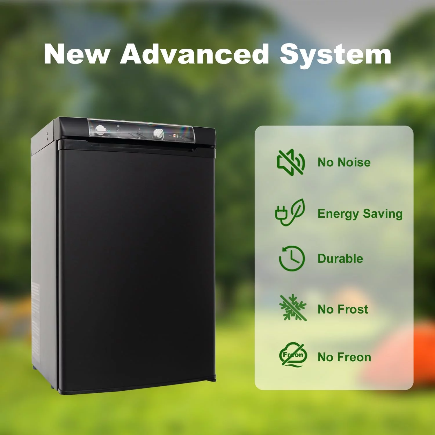 SMAD 3.5 Cu ft 3 Way Fridge, Refrigerator Freezer Combo, 12V/110V/LPG Camping Offgrid RV Travel Cabin Truck Outdoor