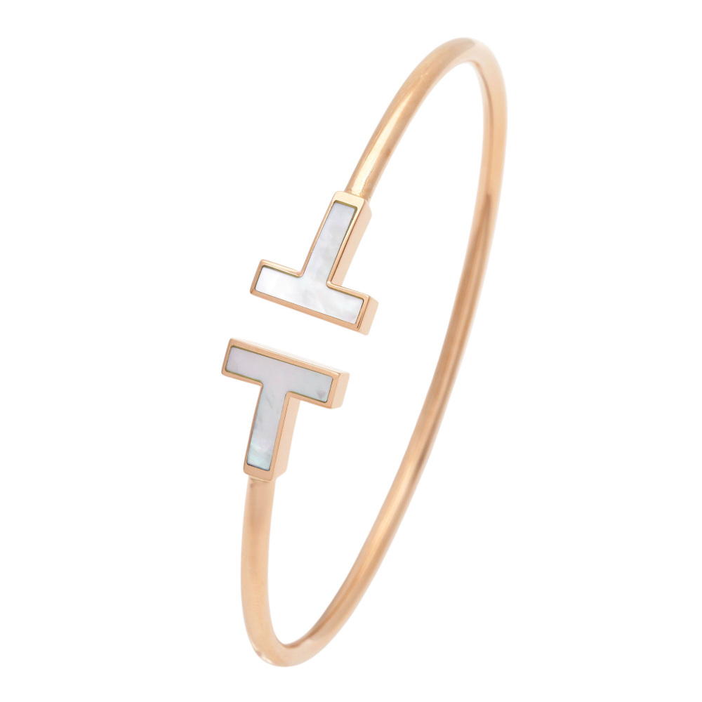 Tiffany & Co. Tiffany T Wire Bracelet 18K Rose Gold Mother of Pearl 63958301
