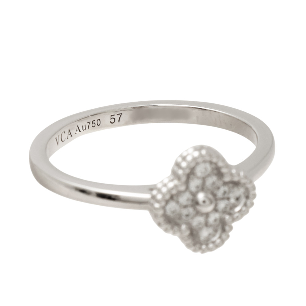 Van Cleef & Arpels Sweet Alhambra Ring 18K White Gold Diamond VCARO85800