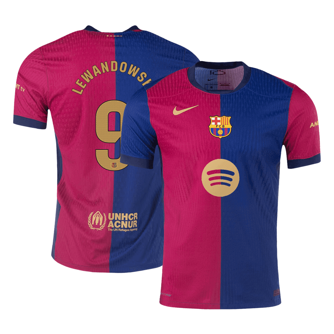 LEWANDOWSKI #9 Barcelona Home Player Version Jersey - Spotify Logo Without Text