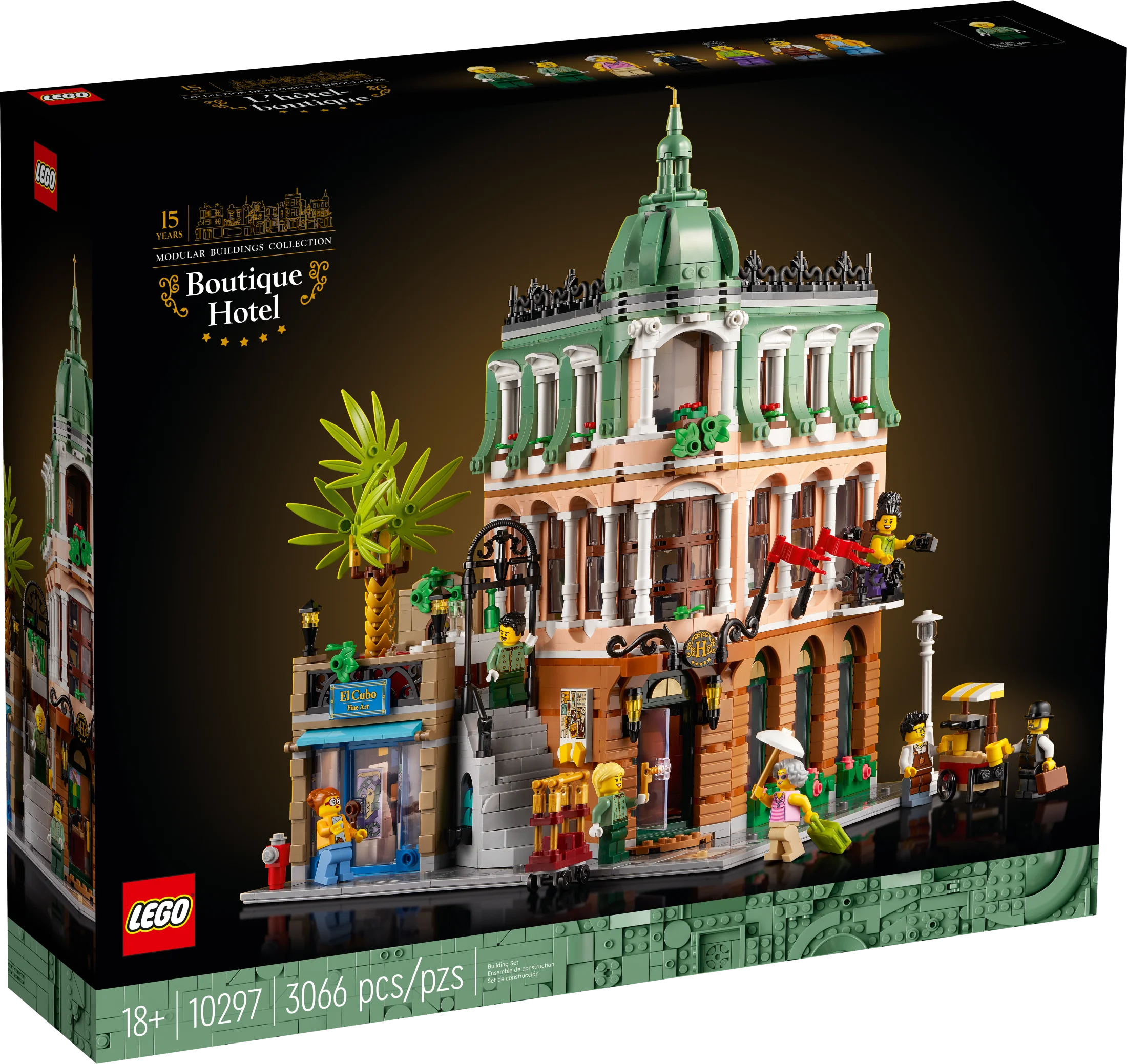 LEGO Icons Boutique Hotel 10297 Modular Building Display Model Kit for Adults to Build, Set with 5 Detailed Rooms Including Guest Rooms and Gallery
