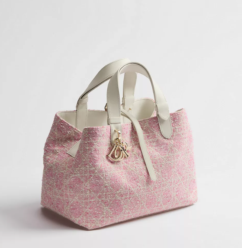 DiorMedium Dior Toujours Bag Pink Tweed with White Cannage Motif