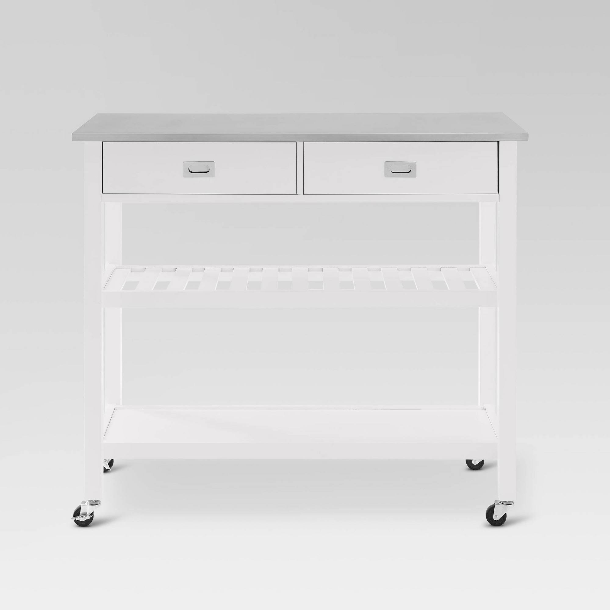 Crosley Chloe Kitchen Island Cart White Stainless Steel Top