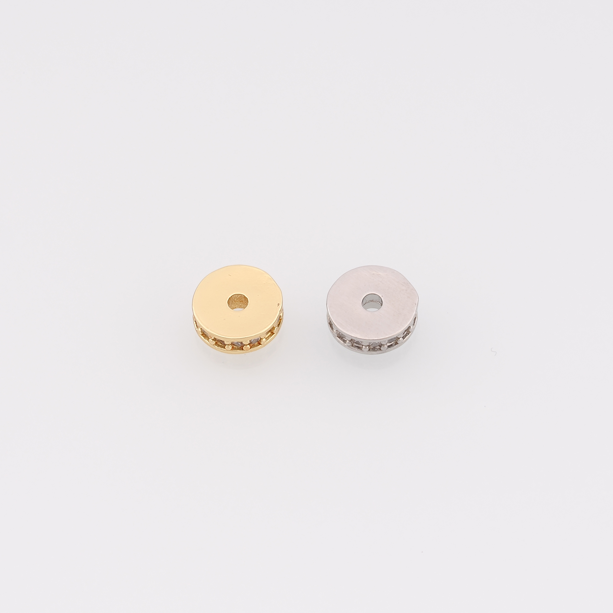 18K Gold Filled Round Flat Spacer Beads,CZ Round Spacer Beads,DIY Jewelry Making Supply