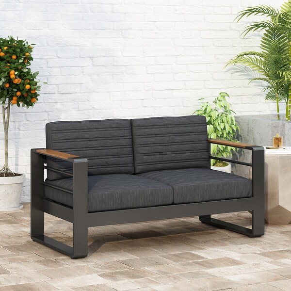 1Piece Outdoor Patio Loveseat Sofa with Weatherresistant and Cushions For Garden,Backyard,Balcony