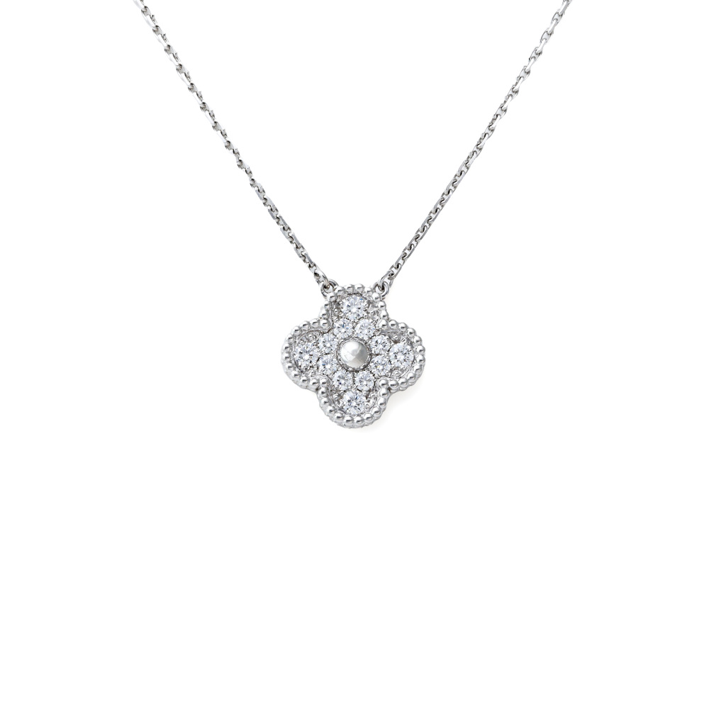 Van Cleef & Arpels Vintage Alhambra Necklace 18K White Gold Diamond VCARA46100